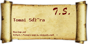 Tomai Sára névjegykártya